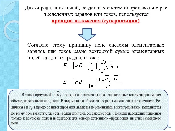 Для определения полей, созданных системой произвольно рас­пределенных зарядов или токов, используется