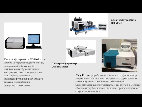 Cary Eclipse разрабатывался как спектрофлюориметр широкого профиля для проведения исследовательских работ