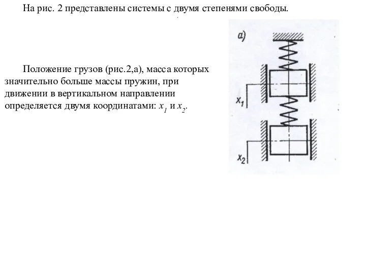 На рис. 2 представлены системы с двумя степенями свободы. По­ложение грузов