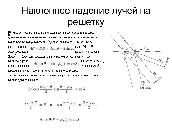 Наклонное падение лучей на решетку