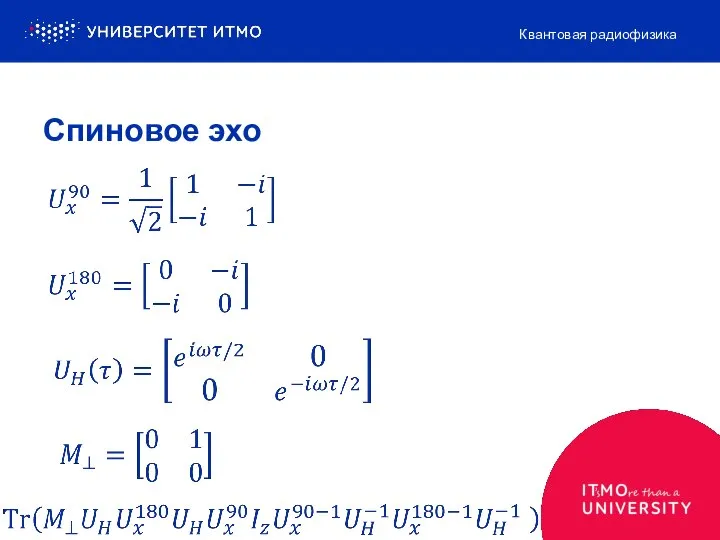 Квантовая радиофизика Спиновое эхо