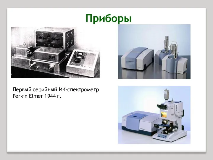 Приборы Первый серийный ИК-спектрометр Perkin Elmer 1944 г.