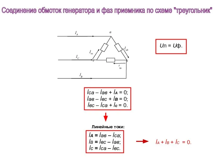 Uл = Uф. İса – İав + İА = 0; İав