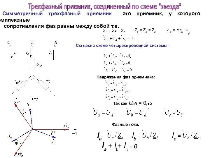 Симметричный трехфазный приемник это приемник, у которого комплексные сопротивления фаз равны