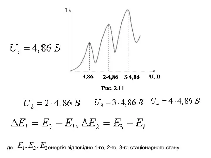 де - енергія відповідно 1-го, 2-го, 3-го стаціонарного стану.