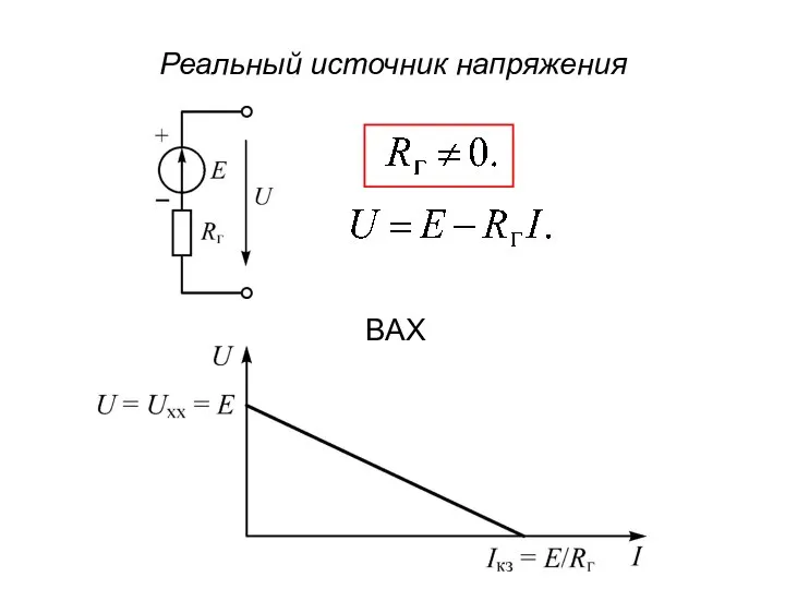 Реальный источник напряжения ВАХ