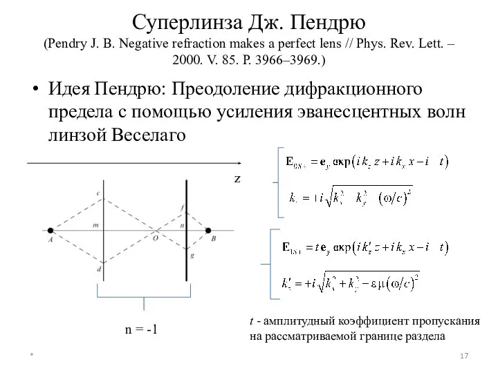 Суперлинза Дж. Пендрю (Pendry J. B. Negative refraction makes a perfect