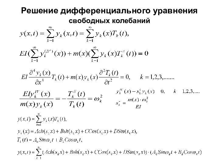 Решение дифференциального уравнения свободных колебаний