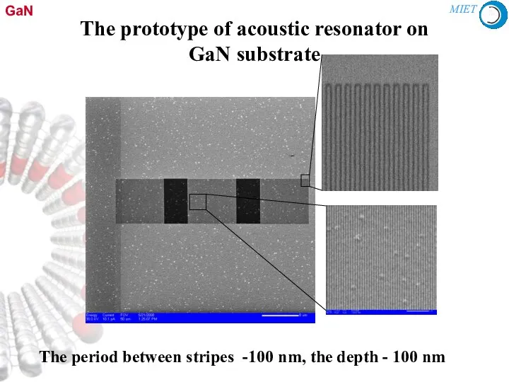 The prototype of acoustic resonator on GaN substrate The period between