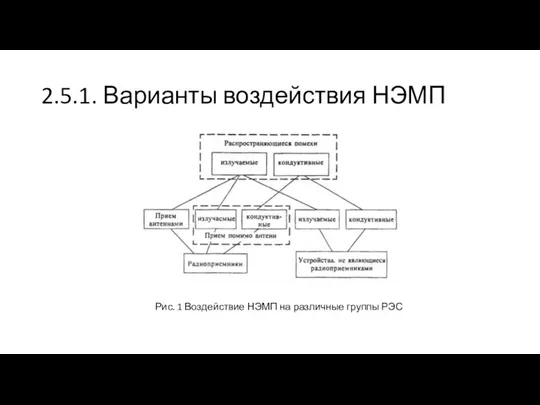 2.5.1. Варианты воздействия НЭМП Рис. 1 Воздействие НЭМП на различные группы РЭС