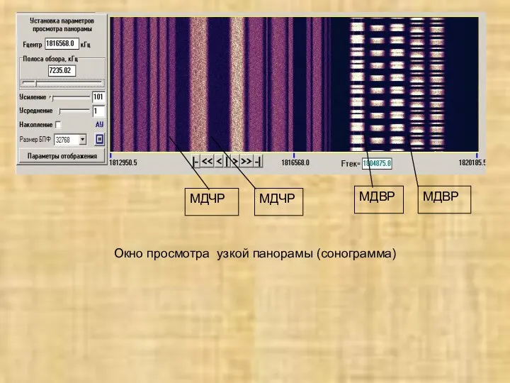 Окно просмотра узкой панорамы (сонограмма)