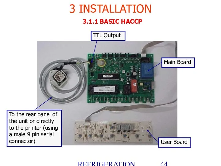 REFRIGERATION PLATFORM Villotta-Italy 3 INSTALLATION 3.1.1 BASIC HACCP User Board Main