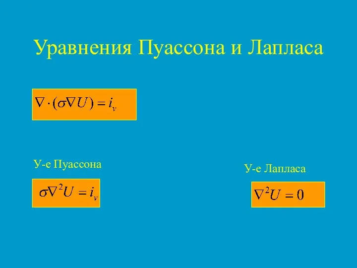 Уравнения Пуассона и Лапласа У-е Пуассона У-е Лапласа