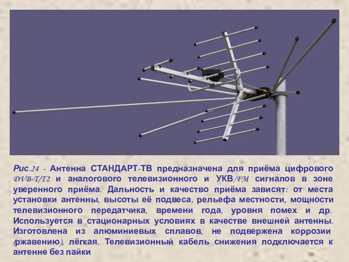 Рис.24 - Антенна СТАНДАРТ-ТВ предназначена для приёма цифрового DVB-T/T2 и аналогового