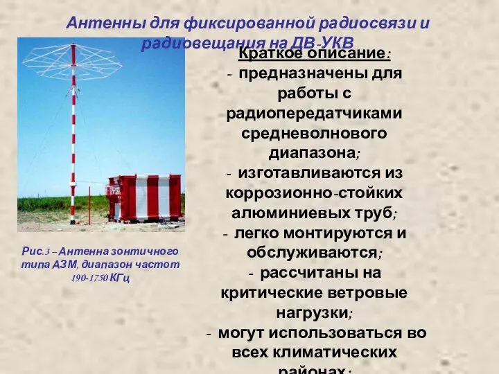 Антенны для фиксированной радиосвязи и радиовещания на ДВ-УКВ Рис.3 – Антенна