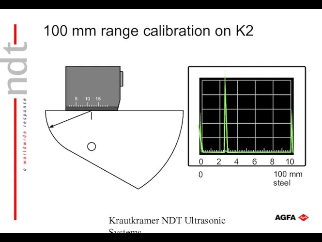 Krautkramer NDT Ultrasonic Systems 0 100 mm steel 100 mm range calibration on K2