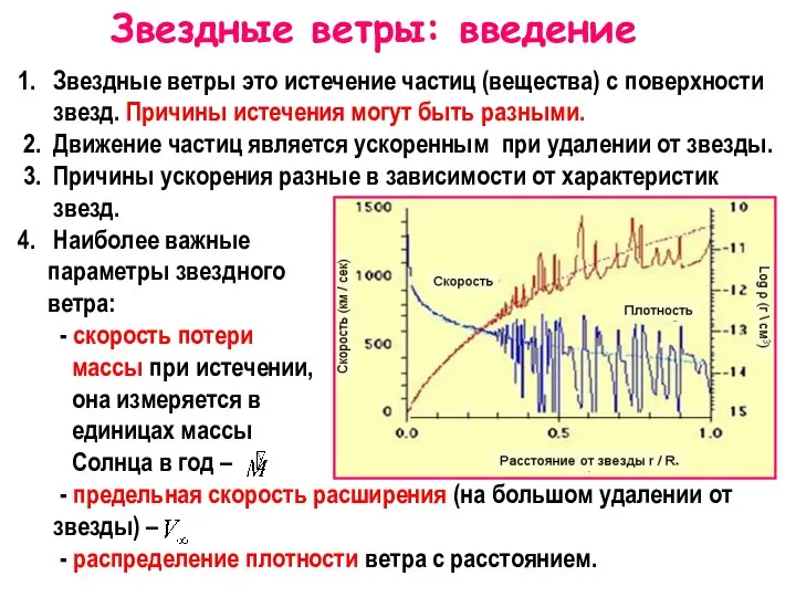 Звездные ветры: введение Звездные ветры это истечение частиц (вещества) с поверхности