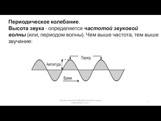 Основы технологий обработки аудио и видео информации 2015 г. Периодическое колебание.