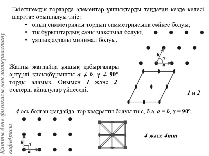 Жалпы жағдайда ұяшық қабырғалары әртүрлі қисықбұрышты а ≠ b, γ ≠