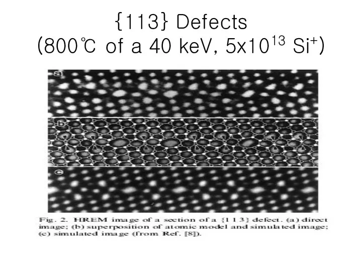 {113} Defects (800℃ of a 40 keV, 5x1013 Si+)