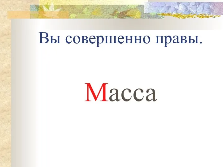 Вы совершенно правы. Масса