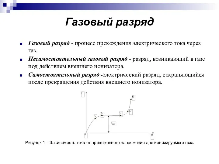 Газовый разряд Газовый разряд - процесс прохождения электрического тока через газ.