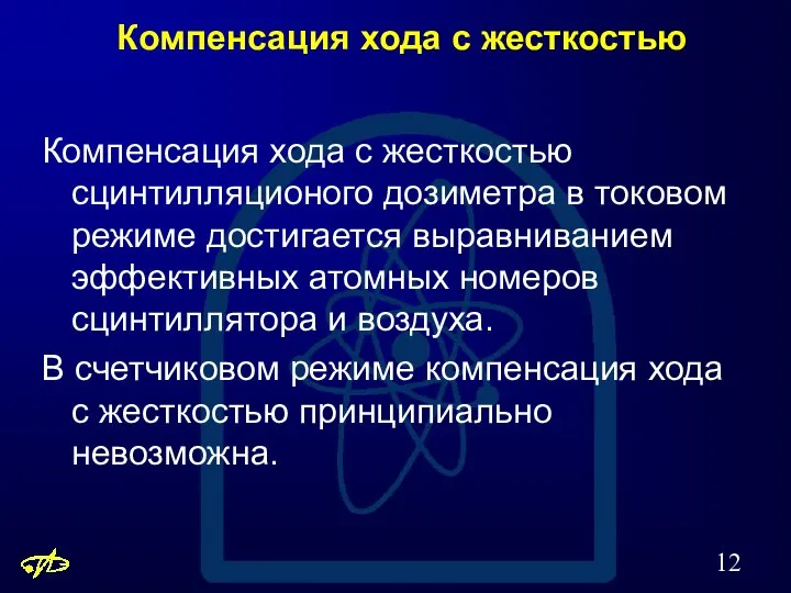 Компенсация хода с жесткостью Компенсация хода с жесткостью сцинтилляционого дозиметра в