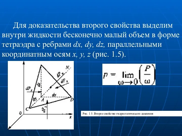 Для доказательства второго свойства выделим внутри жидкости бесконечно малый объем в