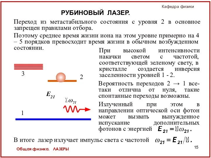 Общая физика. ЛАЗЕРЫ