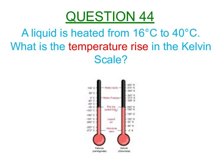 A liquid is heated from 16°C to 40°C. What is the