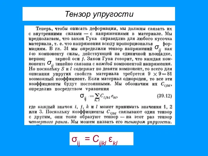 Тензор упругости σij σij = Cijkl εkl σij σij