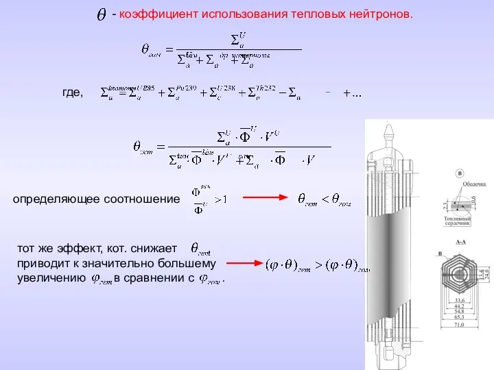 - коэффициент использования тепловых нейтронов. где, определяющее соотношение тот же эффект,