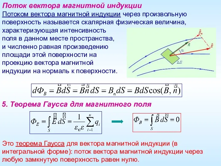 5. Теорема Гаусса для магнитного поля Это теорема Гаусса для вектора