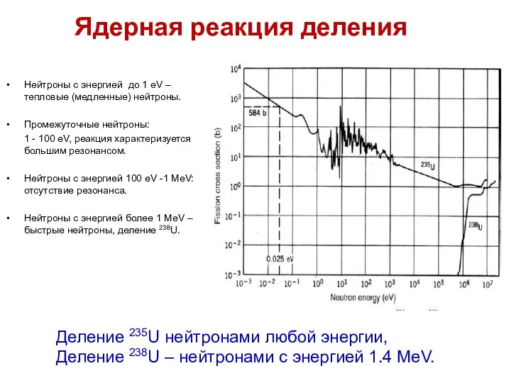 Нейтроны с энергией до 1 eV – тепловые (медленные) нейтроны. Промежуточные