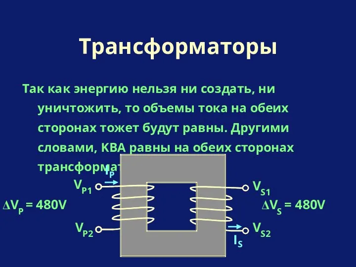 Так как энергию нельзя ни создать, ни уничтожить, то объемы тока