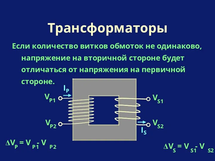 Если количество витков обмоток не одинаково, напряжение на вторичной стороне будет