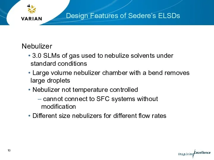 Nebulizer 3.0 SLMs of gas used to nebulize solvents under standard