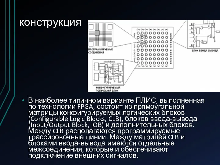 конструкция В наиболее типичном варианте ПЛИС, выполненная по технологии FPGA, состоит