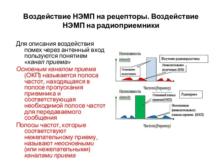 Воздействие НЭМП на рецепторы. Воздействие НЭМП на радиоприемники Для описания воздействия