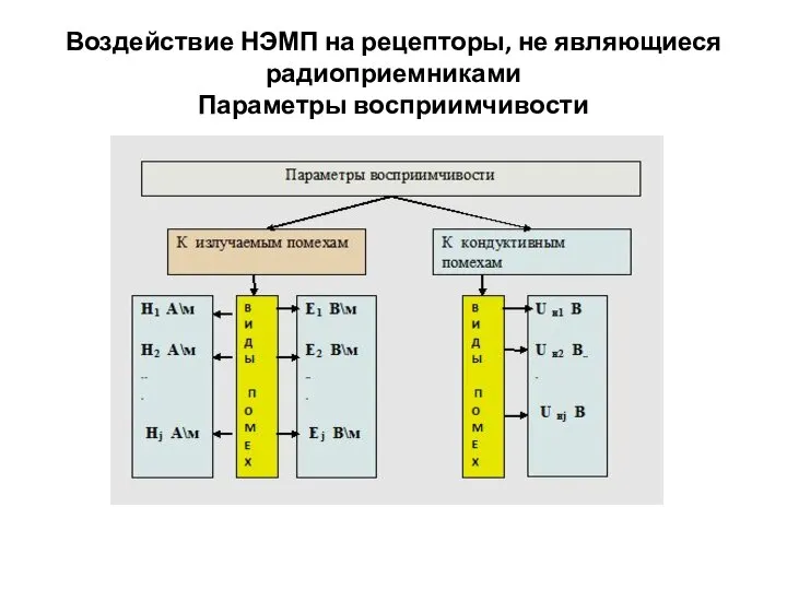 Воздействие НЭМП на рецепторы, не являющиеся радиоприемниками Параметры восприимчивости