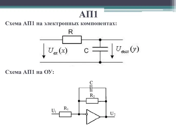 АП1 Схема АП1 на электронных компонентах: Схема АП1 на ОУ: