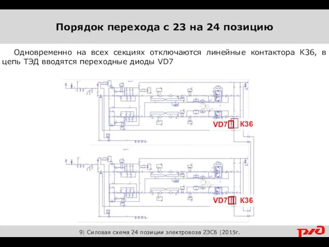 9| Силовая схема 24 позиции электровоза 2ЭС6 |2015г. Одновременно на всех