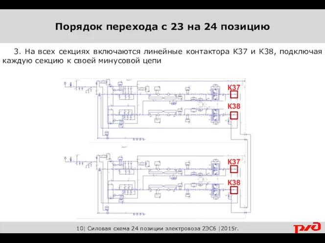 10| Силовая схема 24 позиции электровоза 2ЭС6 |2015г. 3. На всех