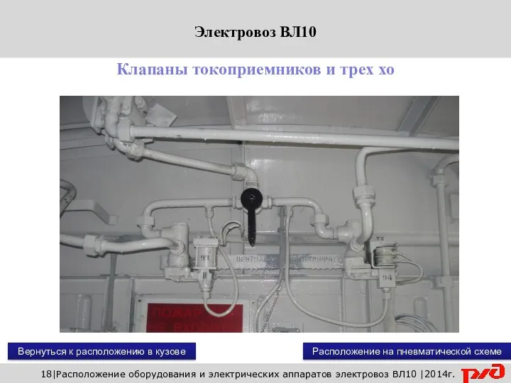 Вернуться к расположению в кузове 18|Расположение оборудования и электрических аппаратов электровоз