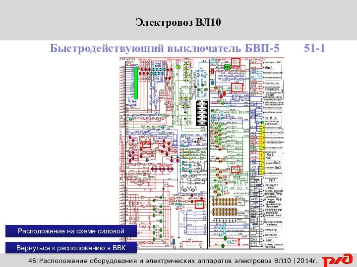 46|Расположение оборудования и электрических аппаратов электровоз ВЛ10 |2014г. Быстродействующий выключатель БВП-5