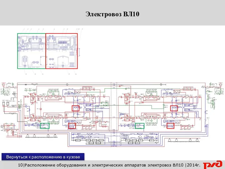 Вернуться к расположению в кузове 10|Расположение оборудования и электрических аппаратов электровоз ВЛ10 |2014г.