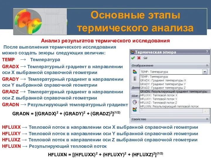 Основные этапы термического анализа Анализ результатов термического исследования HFLUXX → Тепловой