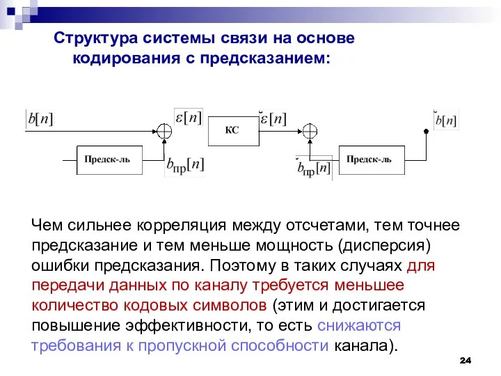 Структура системы связи на основе кодирования с предсказанием: Чем сильнее корреляция