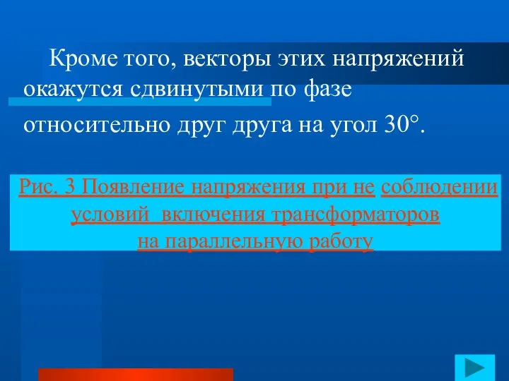 Кроме того, векторы этих напряжений окажутся сдвинутыми по фазе относительно друг