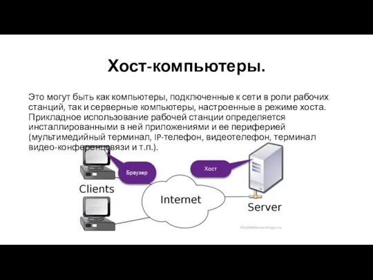 Хост-компьютеры. Это могут быть как компьютеры, подключенные к сети в роли